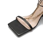 3193-3 European And American Sexy Square Toe Open Toe High Heels, Metal Chain,