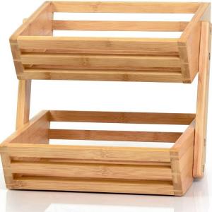 Wholesale 100% Bamboo Kitchen Storage Multifunctional 2 Tier Vegetable Rack from china suppliers