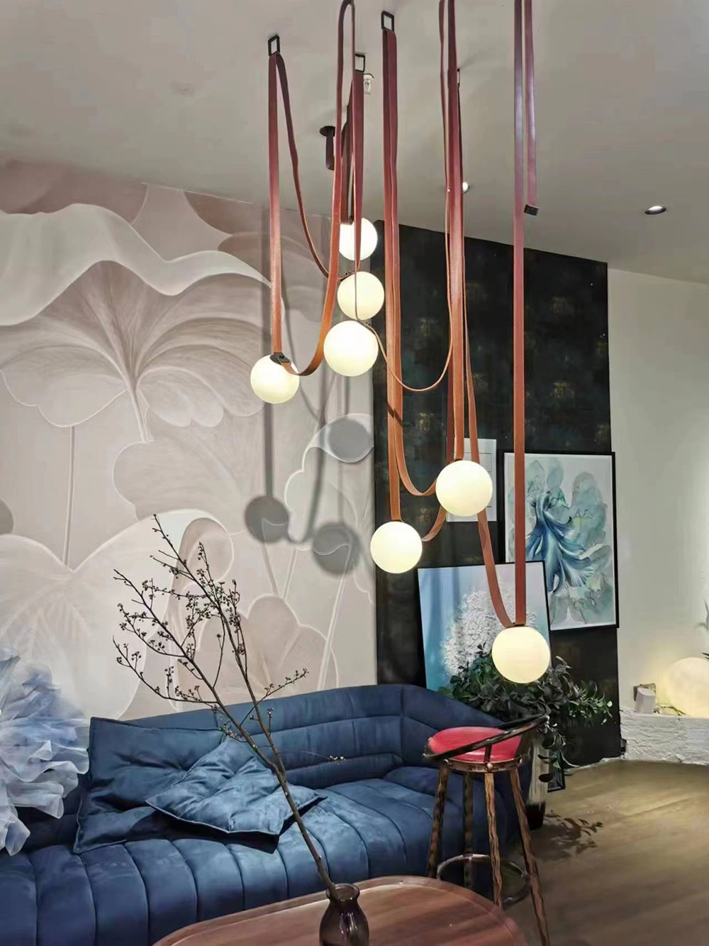 Design wabi sabi wind Belt Chandelier For Living Room Bedroom glass ball Chandelier (WH-MI-363)