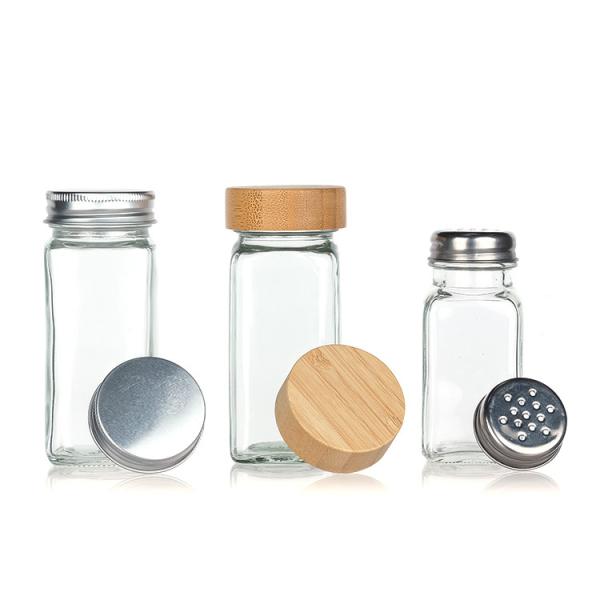 Kitchen Household Square Storage Jars 4oz Seasoning Bottle Glass Spice Jar With