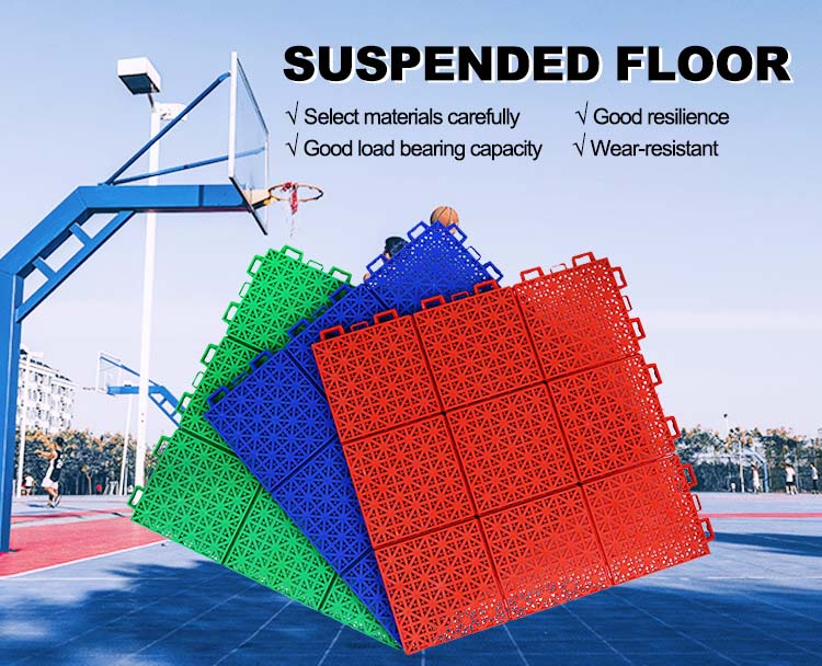Weatherproof PP Suspended Flooring Modular Interlocking Floor Tiles 12 inches Sports