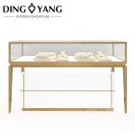 High End Large Jewelry Display Case For Jewelry Store, Golden Hairline Stainless