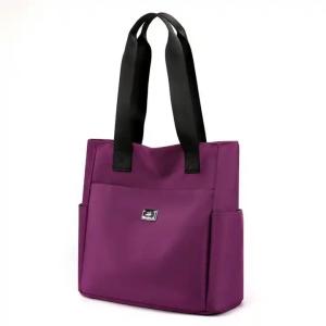 Wholesale Custom printed tote bag 420d black purple nylon water resistant zipper hobo women hand bag with handle from china suppliers