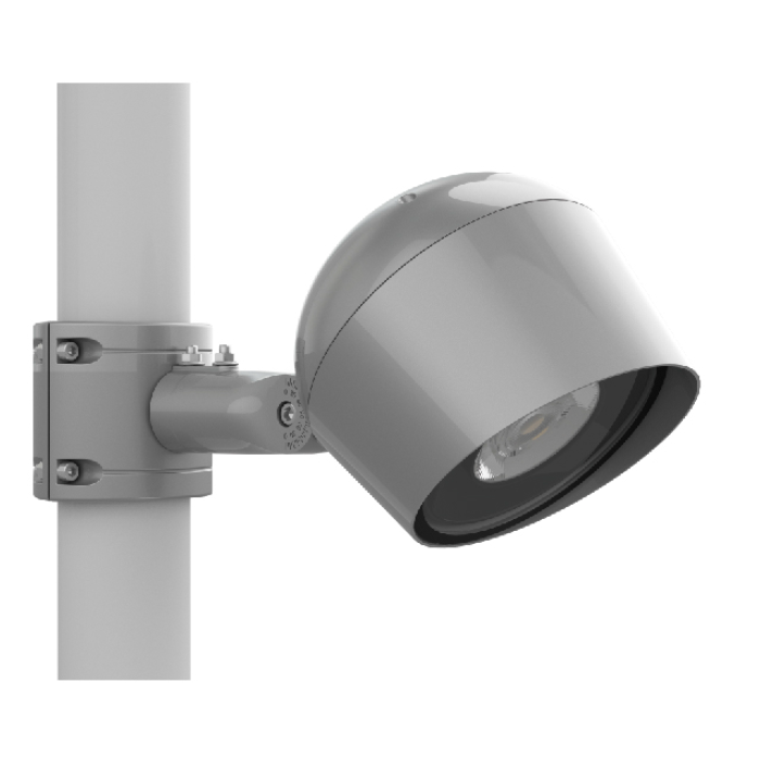 floodlight with clamp for pole mounting