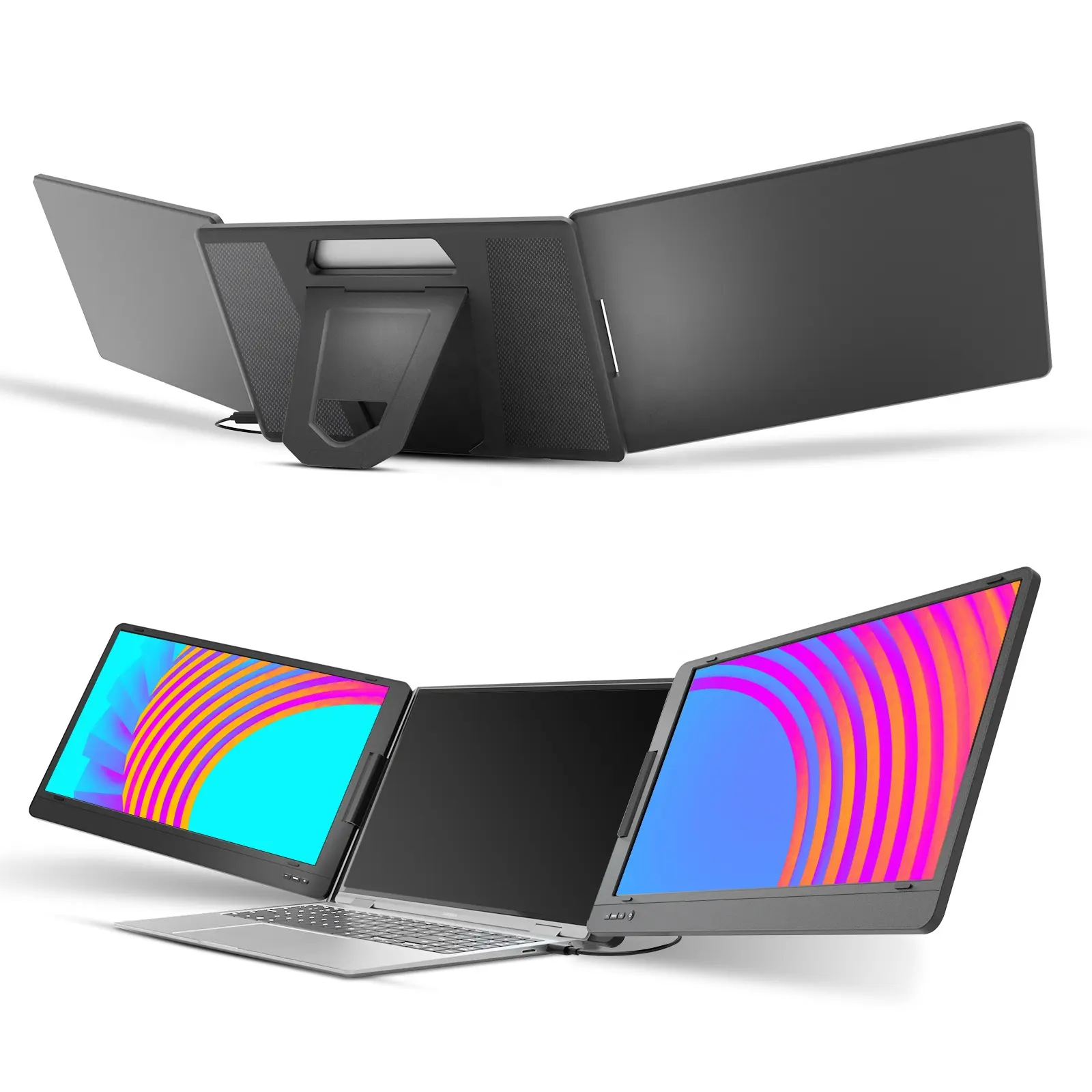 Non-Touch 14inch Portable Triple Monitor 178° Viewing Angle 1920x1080 Resolution