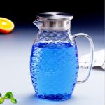 High Borosilicate Glass Pitcher , Drip Free Large Capacity Glass Water Carafe