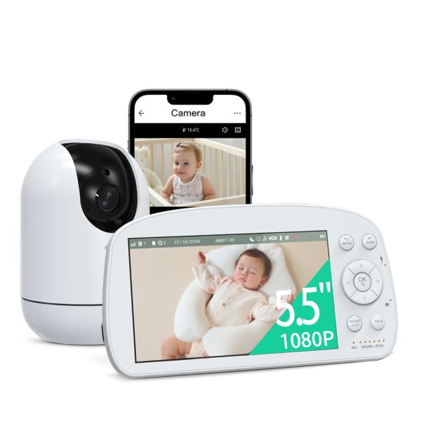 5.5 Inch 1080P WiFi Baby Monitor with 5000mAh Battery & Night Vision
