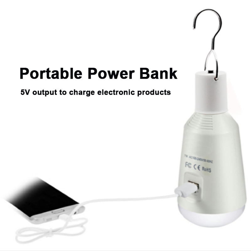 LED Solar Light Solar Bulb with Remote Control Lamp Indoor Waterproof Panel Emergency Plastic Bulb Hook Tent Lantern Outdoor