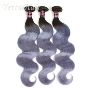 Wholesale Two Tone Unprocessed Brazilian Virgin Remy Hair , Grey Curly Human Hair Extensions from china suppliers