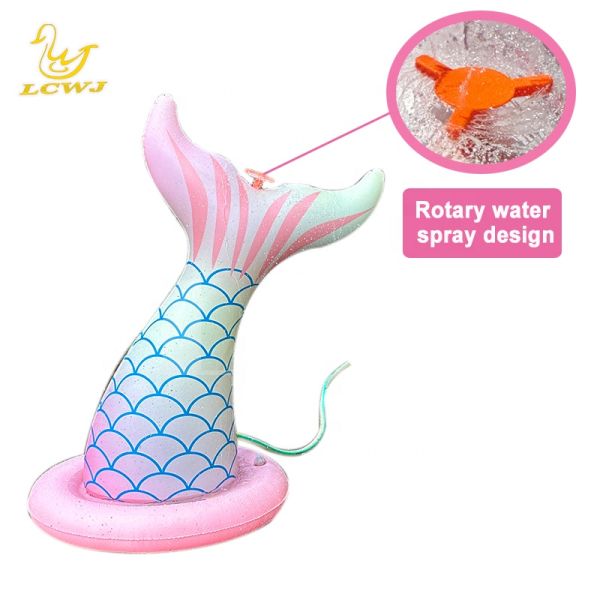 LC Mermaid Water Toys For Boys Girls Summer Outdoor Game Backyard Blow Up Spray Toy Inflatable Water Sprinkler For Kids