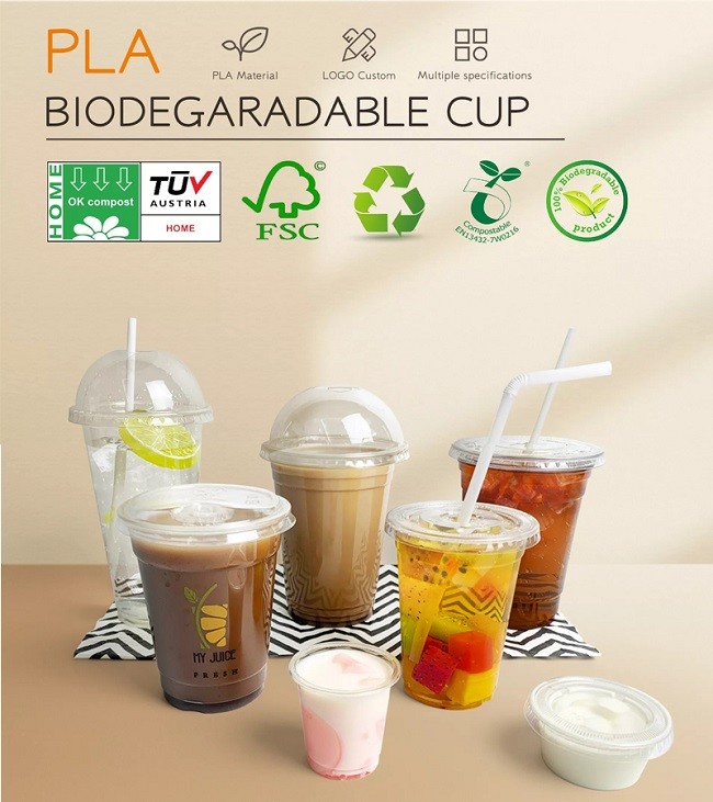 6 7 9 11 12Oz Biodegradable PLA Cups Cold Coffee Plastic Cup Beverage Ice Cream Boba