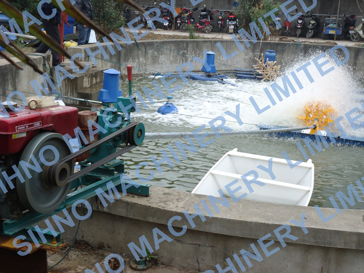 13 Impeller Dissolved Oxygen Transfer Machine,Long Arm Diesel Engine Paddle Wheel Aerator