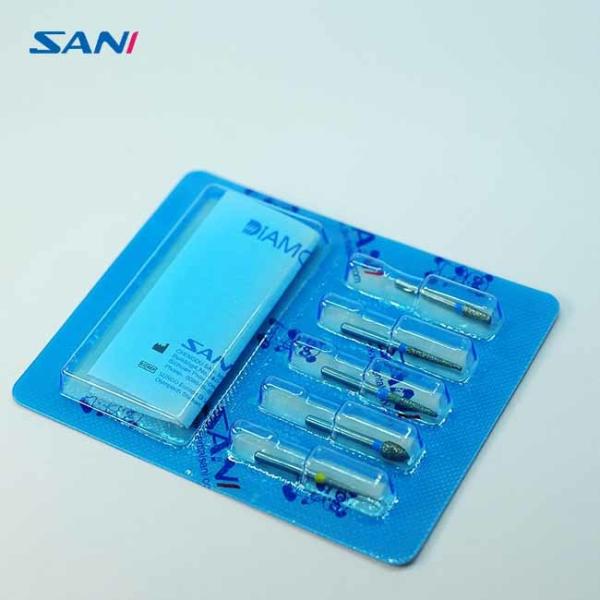 High Performance Stainless Steel Dental High Speed Diamond Burs Set 5pcs/ Pack