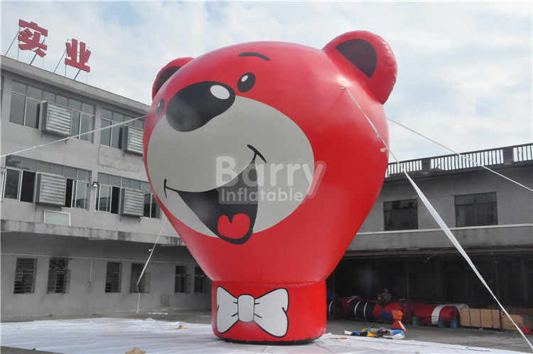 Oxford Red Bear Inflatable Ground Balloon For Advertising 8.5m Height