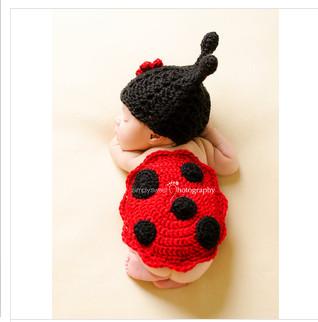 flower red black ladybug cartoon baby hat cap cotton handmade Baby Photography