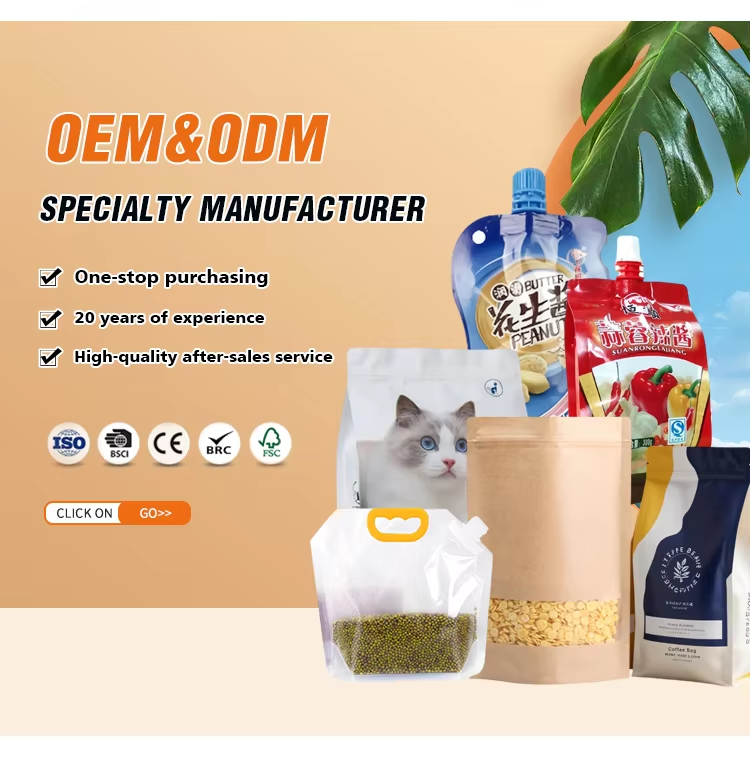 Custom Print Window Pouch Standup Ziplock Bag Resealable Moisture Proof Packaging Self Sealing Laminated Plastic Zipper Food Bag