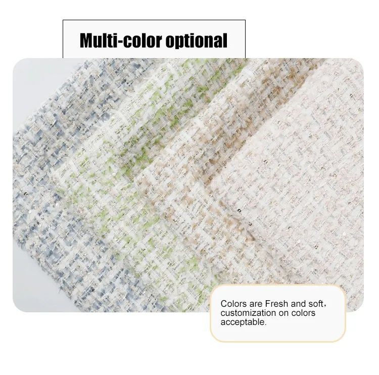 Cotton Wool Polyester Upholstery Shiny Plaid Fancy Tweed Fabric For Clothes Sofa