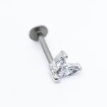 Clear Marquise Zircon Stones 16 Gauge Labret Piercing 316 Stainless Steel