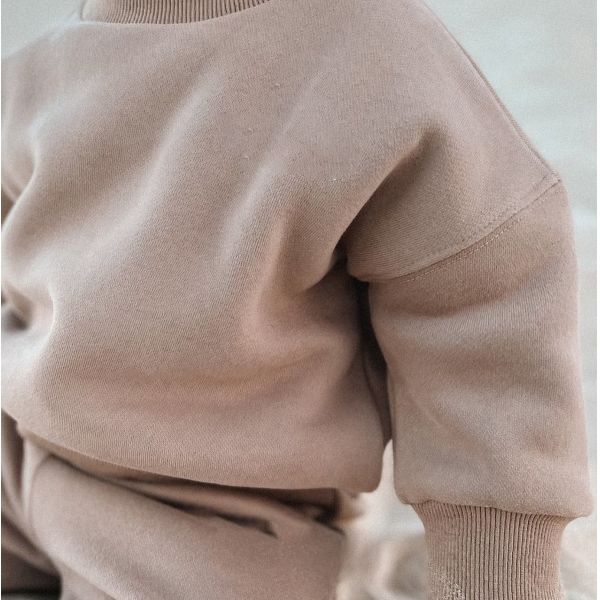 Custom Fleeced Cotton Crew Neck Pullover Sweatsuit 2PCS For Mommy And Me