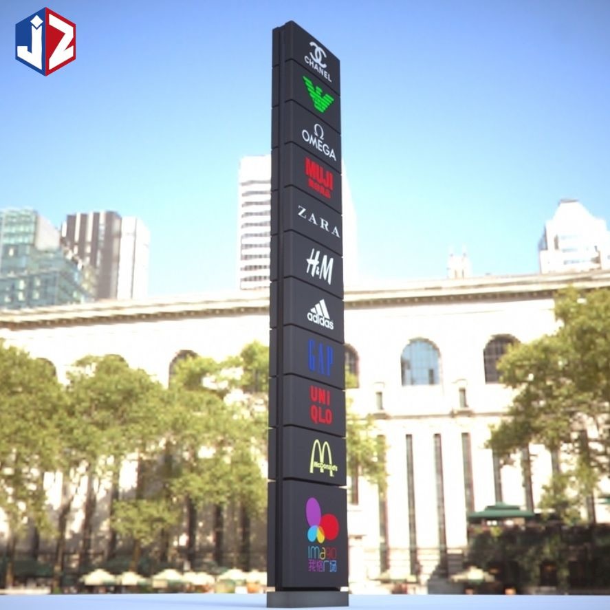 Shopping Mall LED Advertising Billboard Illuminated Metal Pylon Sign