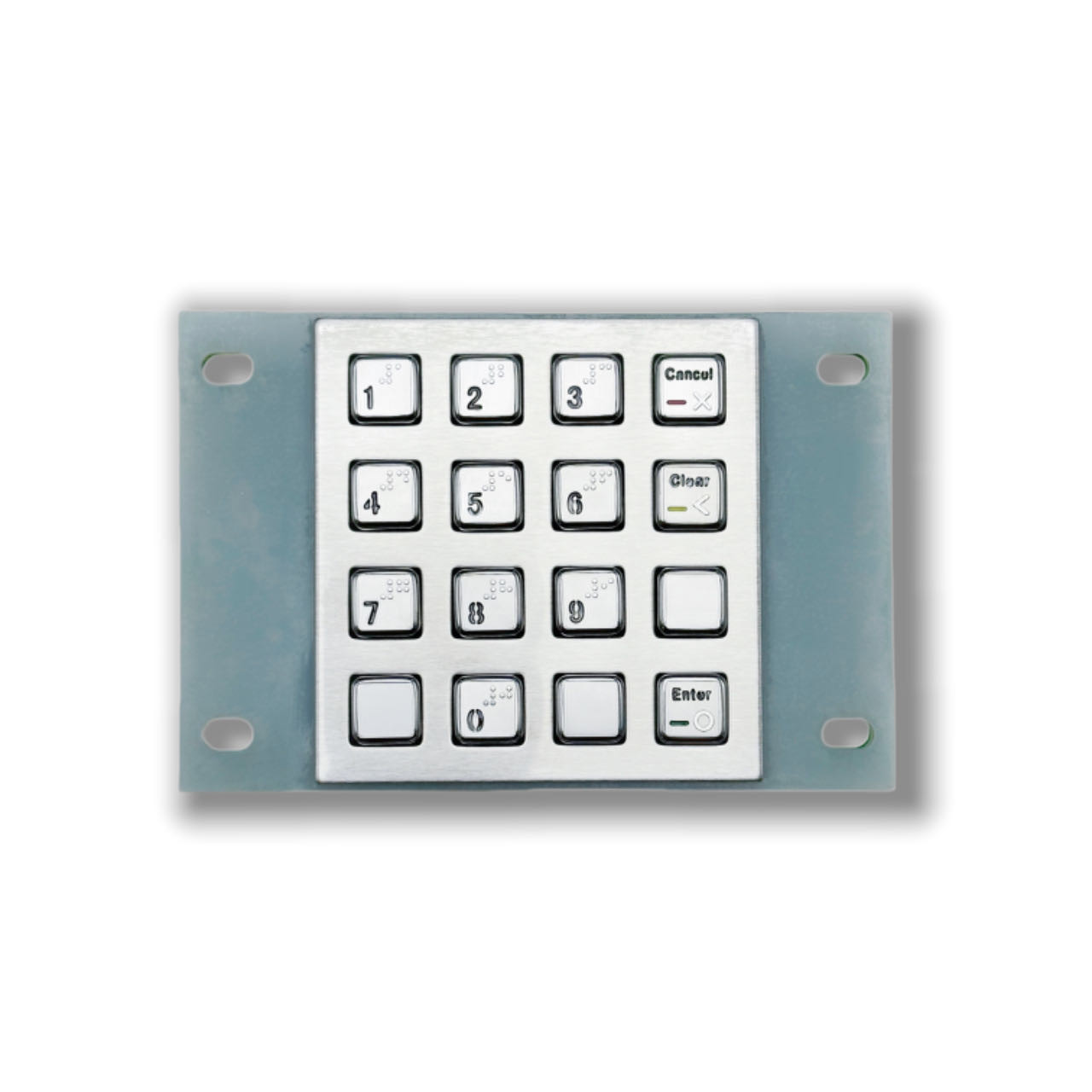 IP65 / IK07 Waterproof USB interface Stainless Steel 16 Keys Backlit Keypad Industrial Numeric Keypad With Braille Rear Panel Mounted -40℃