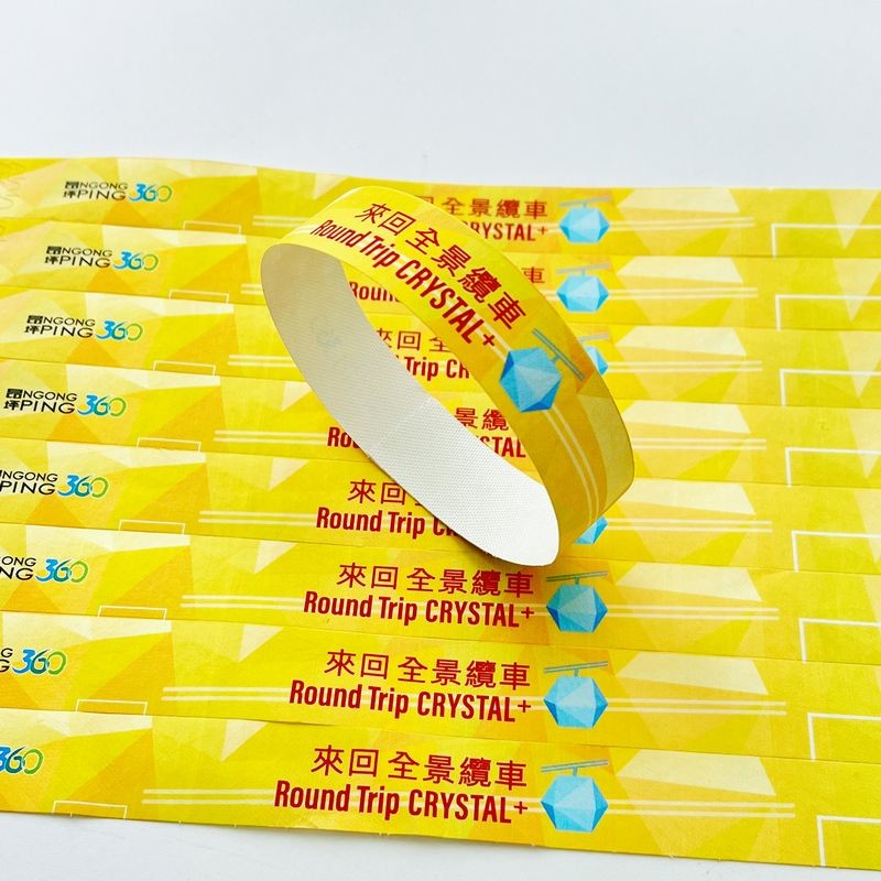 Colorful Tyvek Wristbands With Snap Closure Waterproof Sequential Numbering Custom Logo