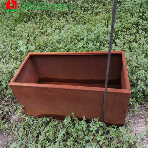 OEM Corten Steel Flower Pots Large Rusted Steel Planter Boxes Abrasion Proof