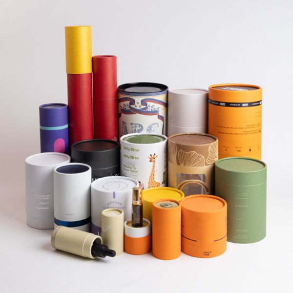 OEM Cylindrical Cardboard Paper Tubes Packaging Printed Canister Box Custom Logo