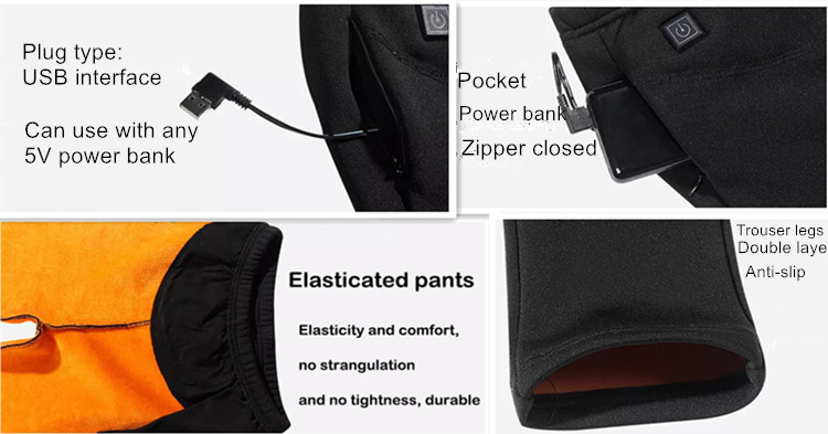 Sustainable Electric Heated Jacket Electric Heated Pants Rechargeable Battery Operated