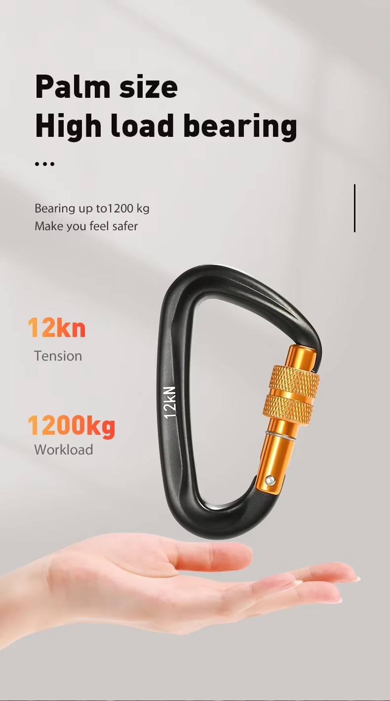 OEM Acceptable Aluminum Screw Lock Carabiner Clip for Climbing Customized Finish