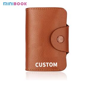 Wholesale Leather Button Wallet Short Business Card Wallet with RFID Protection and Lock Buckle from china suppliers