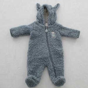 Wholesale Polyester Knitted Baby Footed Rompers Newborn Girl Footies Hooded Footie Winter Warm from china suppliers