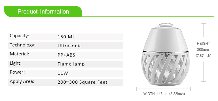 Home BamBoo Flame Lamp 150ml Wood Aromatherapy Diffuser