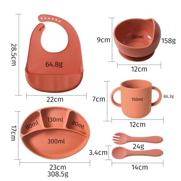 Eco Friendly Silicone Suction Divided Plate Colorful Baby Feeding Necessities