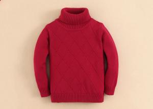 China Turtle Neck Girls Knit Pullover Sweater Diamond Check Design kid Clothes on sale