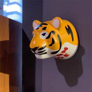 Wholesale Cartoon Tiger Head Wall Decor Sculptures Fiberglass Hanging from china suppliers