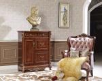 Red Brown Antique Classic Leather Armchair Golden Velvet Solid Wood Leisure Arm