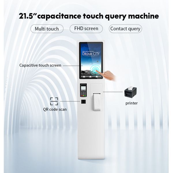 21.5 Inch PCAP Touch Self Service Payment Kiosk With NFC Scanner