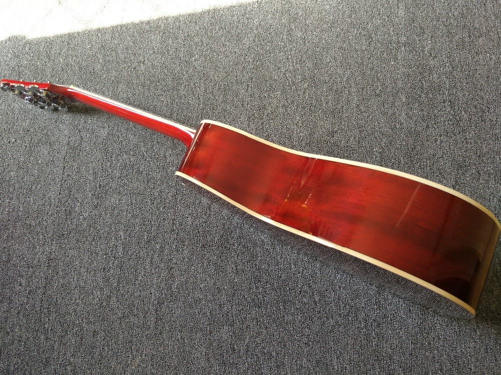 Left hand Acoustic guitar Cherry Sunburst hummingbird Acoustic Guitar+Factory customization
