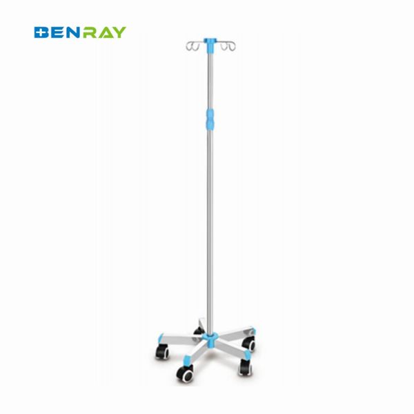 Factory Cheap 5 Casters Stainless Steel Mobile Drip Stand