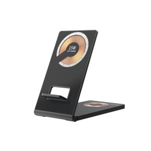 Wholesale Magnetic Foldable Wireless Charger Stand 4In1 15w With Tempered Glass Face from china suppliers