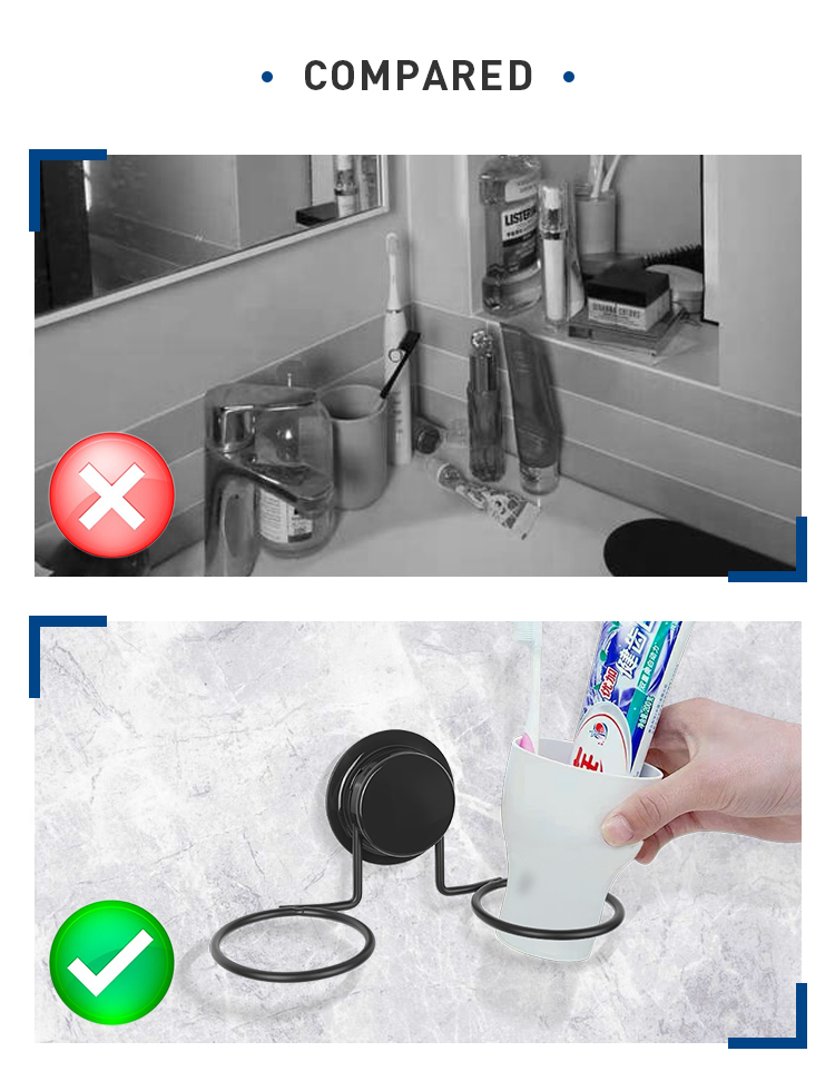 5kg 205mm Wide Toothbrush Toothpaste Cup Holder Suction Mounted