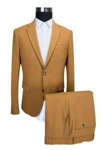 Wholesale Two Buttons Business Men'S Slim Fit Tailored 2 Piece Suit Dark Beige All Season from china suppliers
