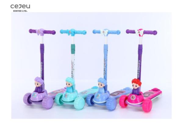 55*17*39CM Baby Kick Scooter 3 Position Adjusted Princess Kick Scooter With PU