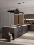 T Shaped Classic Wood Kitchen Cabinets Tailored Kitchen Set With Dining Bar