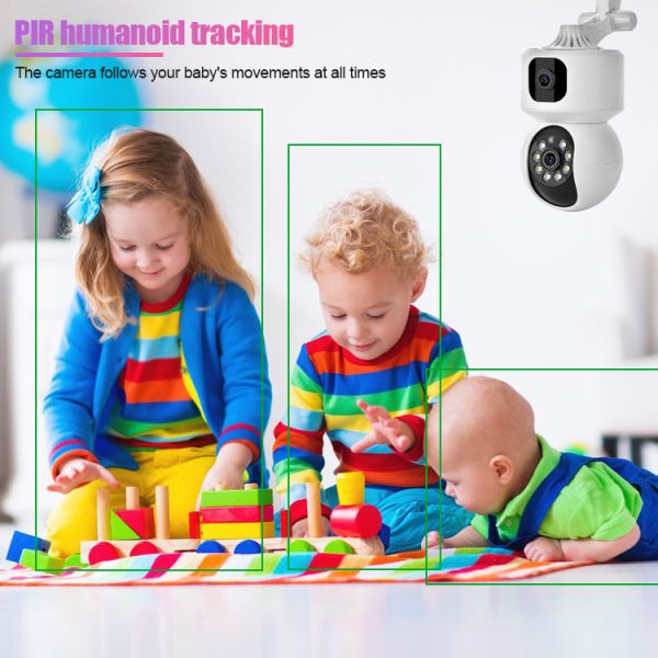 Indoor Video Baby Monitor Camera Dual Lens Night Vision 3.6mm HD Lens