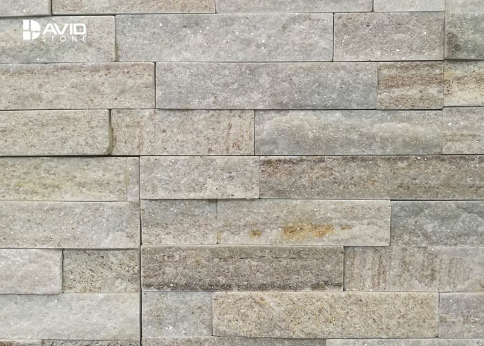 Wooden Quartzite Cultured Stone Siding Panels With Golden Veins Elegant Decor