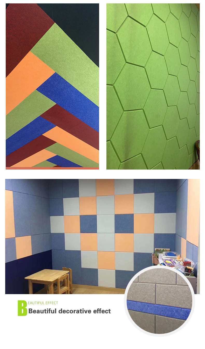 Recording Studio Wall Soundproofing 100% Polyester Fiber Acoustic Panels with Sticker