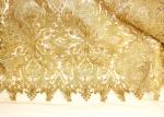 Fashion Floral Pattern Gold Lurex Nylon Lace Fabric for Party / Banquet Dress
