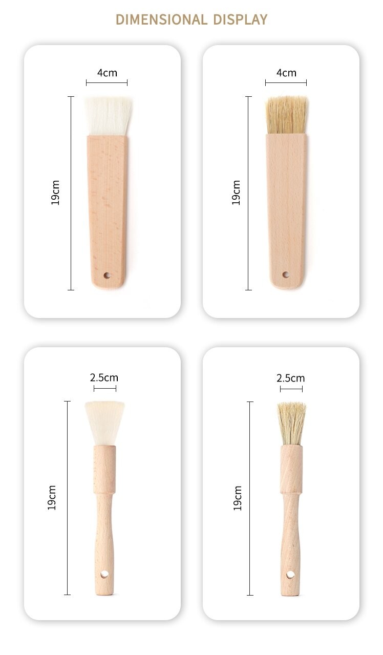 Natural Bristle Wooden Pastry Brush Wood Basting Brush For Baking Customized